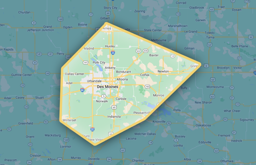 Titan Roofing and Exteriors Service Area Map